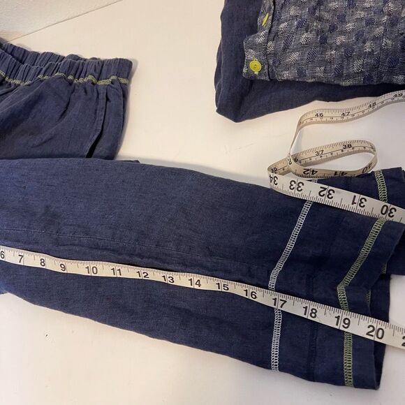 Flax Blue 3 Piece Linen Set - Capris, Tank, Cardigan Size Small - Picture 16 of 16